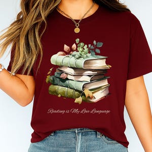 Bücher Shirt Damen, Reading is My Love Sprache, Bibliophile T-Shirt, Book Lover Geschenk, Leseratte Kleidung, Vintage Bücher Shirt