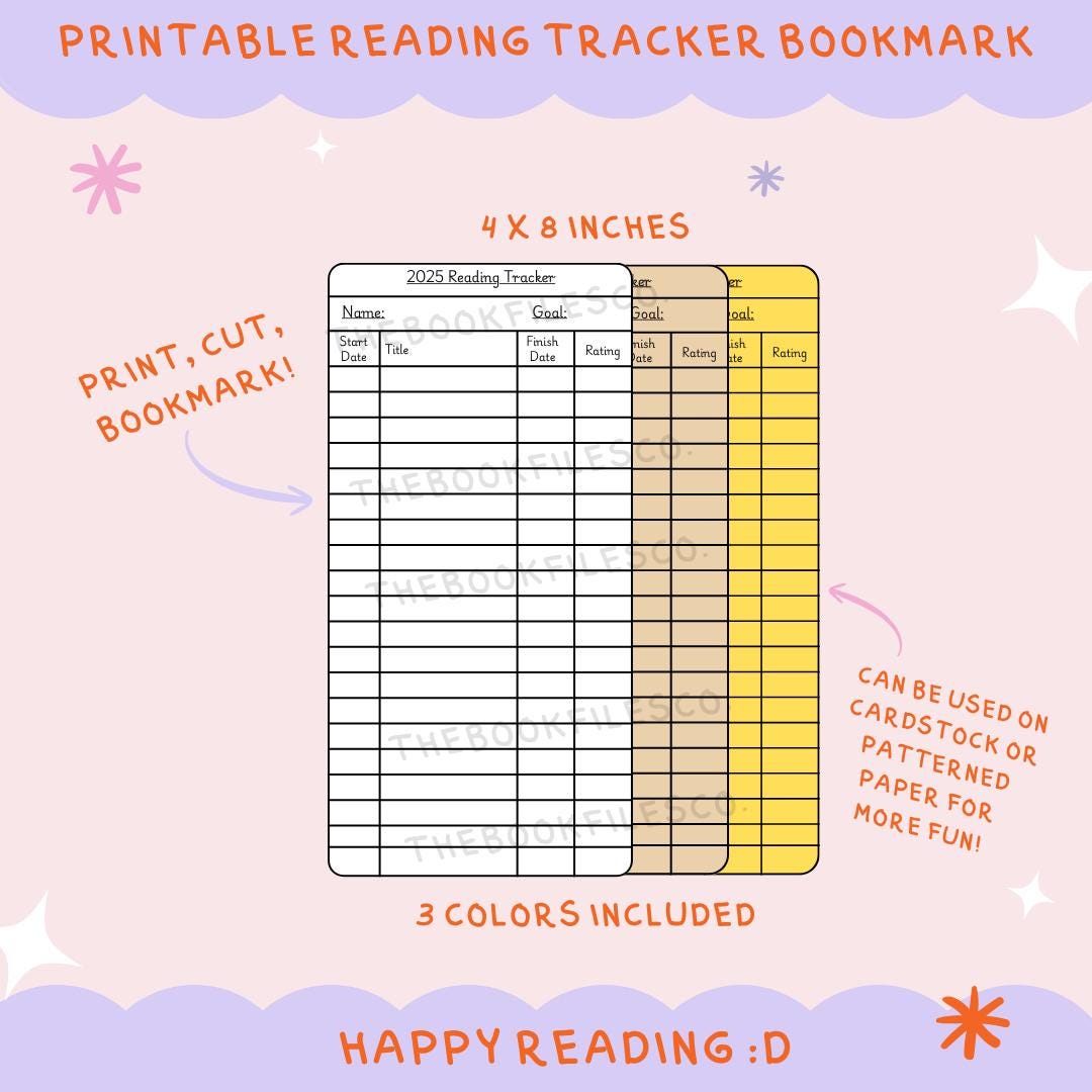Downloadable 3 Bookmark Set - Library Card Reading Tracker - Instant ...