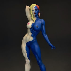 Mystique Statue: Hand-Painted X-Men Fan Art, Alternative Seductive Style, Collectible Resin Figure