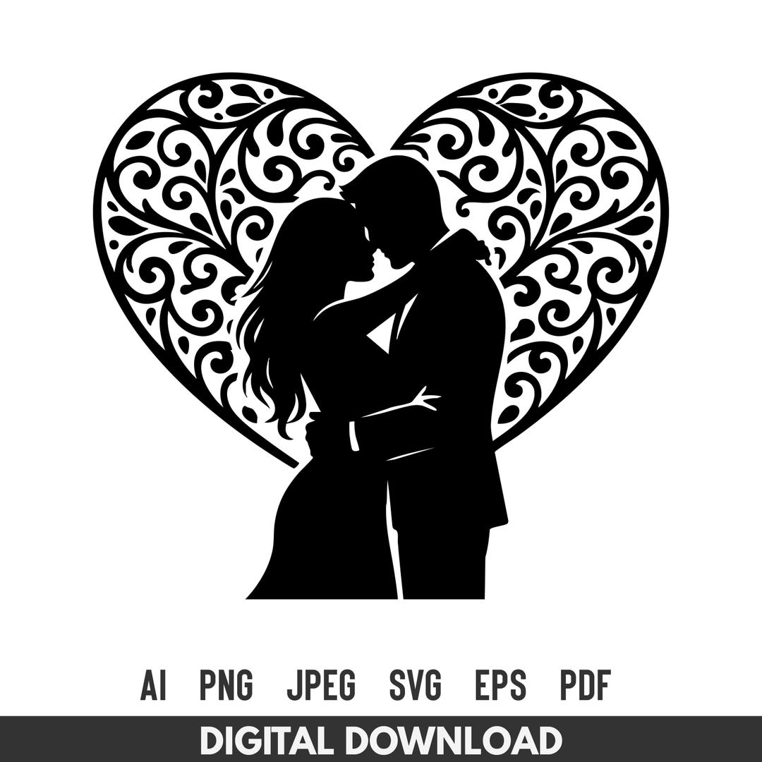 Couple Heart SVG Cut File for Cricut Silhouette - Etsy