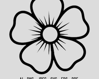 Archivo de corte floral minimalista SVG de flor de contorno para Cricut y Silhouette