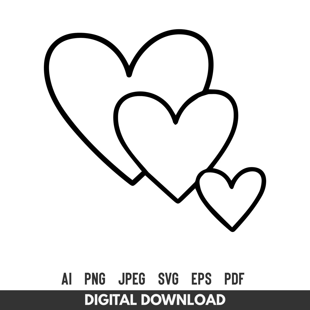 Outline Heart Svg Png: Minimal Love Hearts Line Art Cut File for Cricut ...