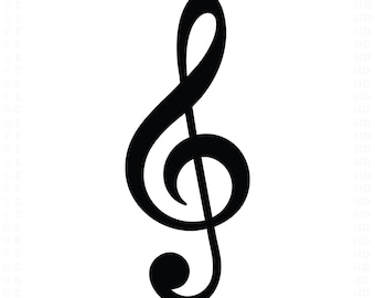 Musical Treble Clef Svg Png | Music Note Line Art | Cricut Silhouette