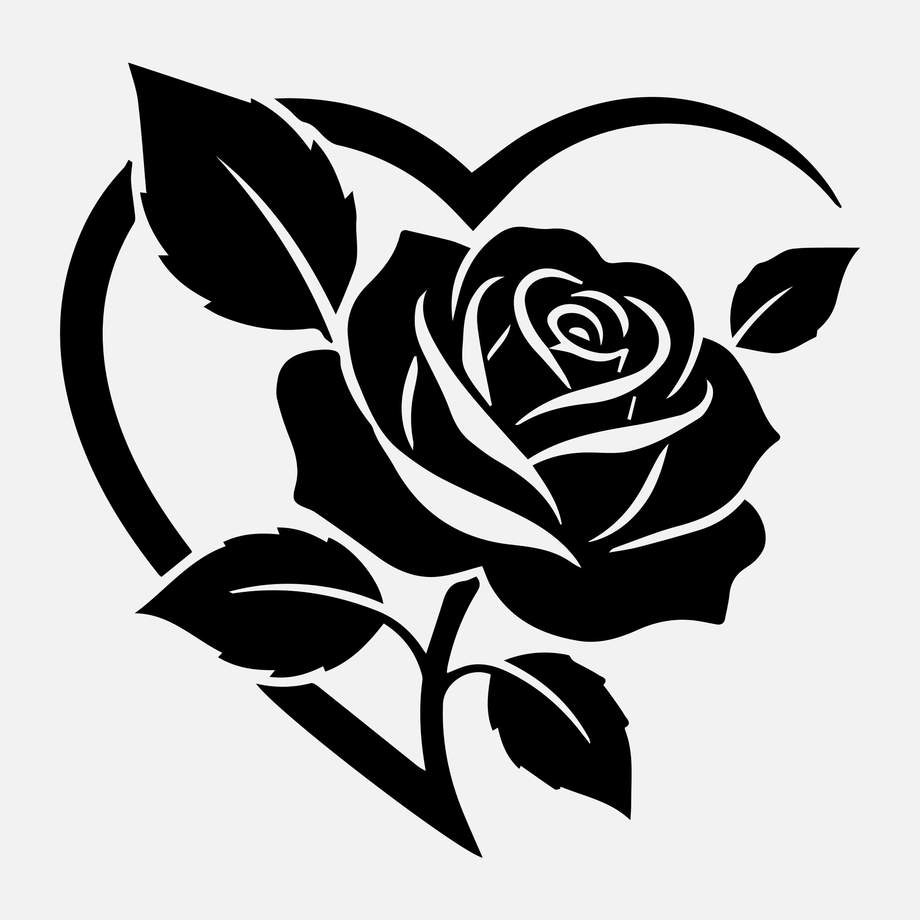 Rose Heart Svg Png: Elegant Floral Love Silhouette Design for Cricut - Etsy
