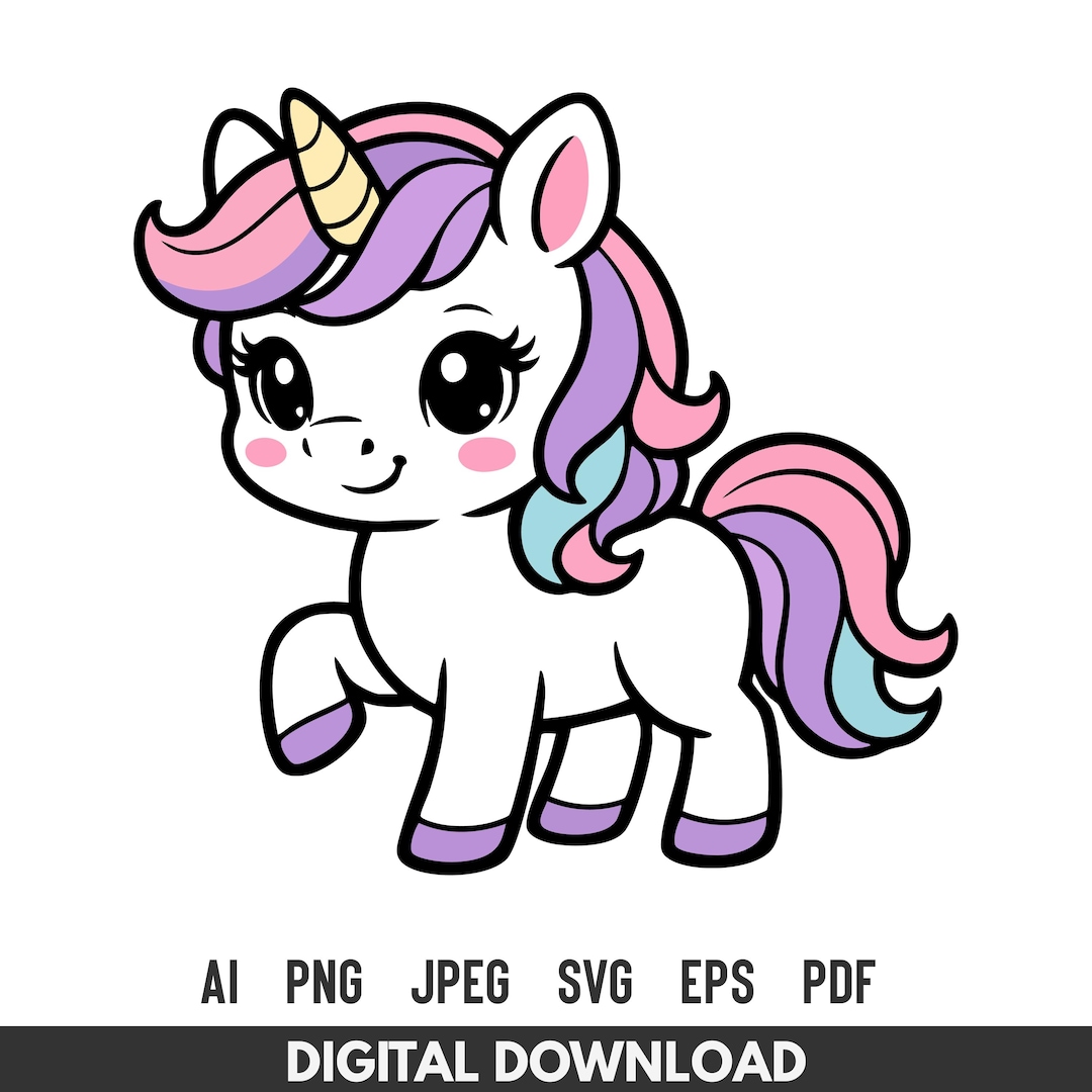Cute Unicorn SVG – Kawaii Unicorn Cut File for Cricut Silhouette - Etsy