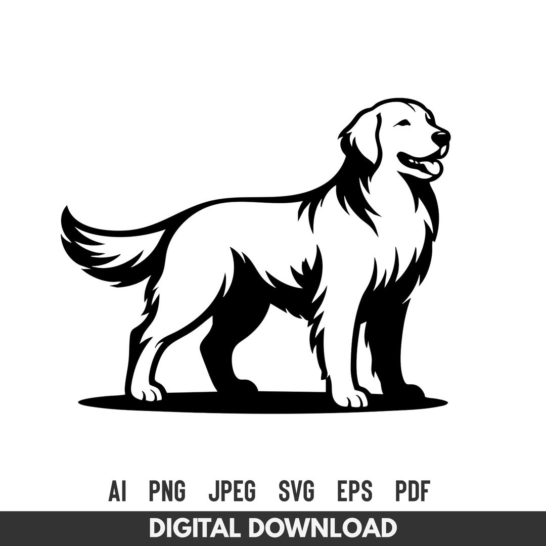 Golden Retriever SVG Cut File | Standing Dog Silhouette for Cricut ...