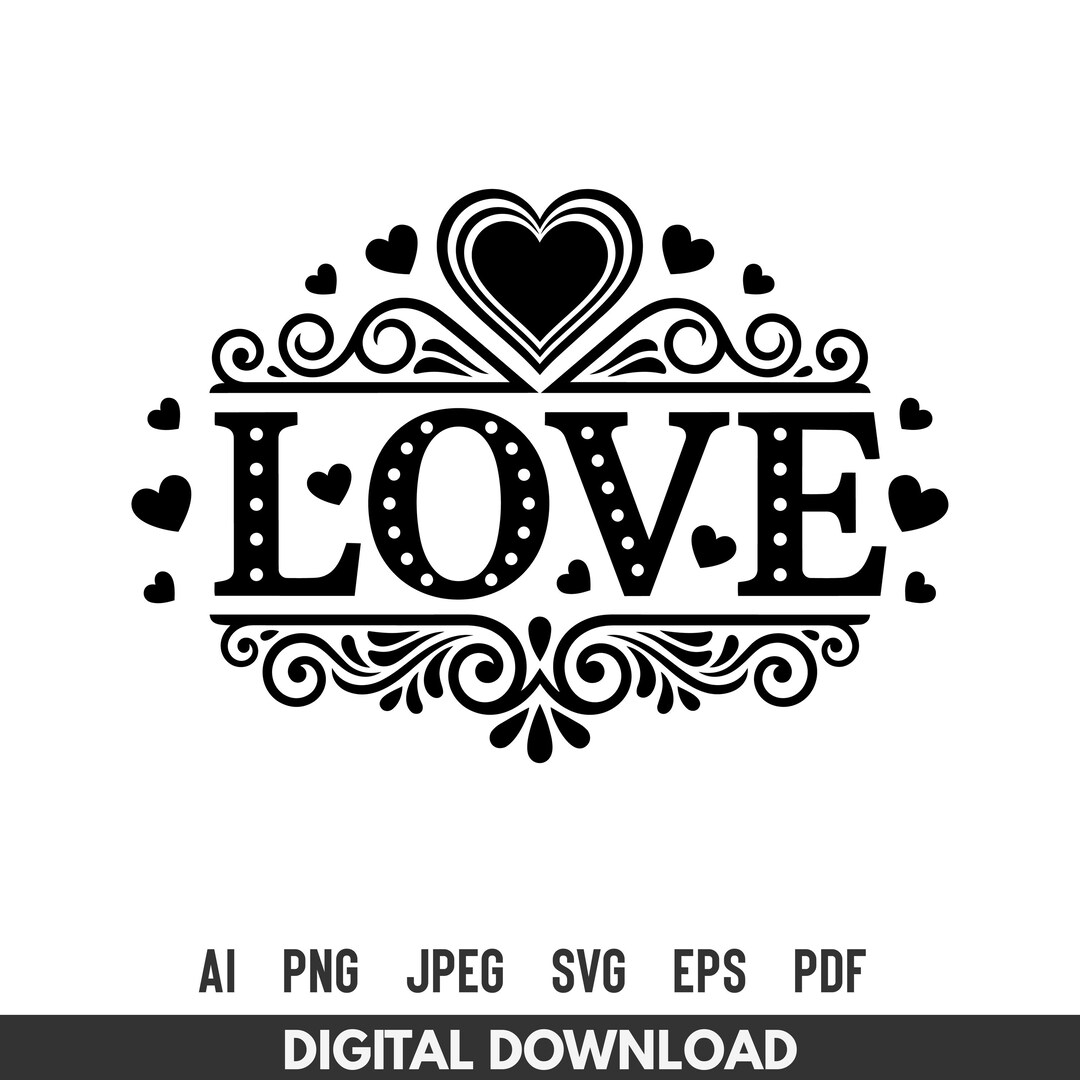 Valentine Love SVG Romantic Heart Frame Cut File for Cricut Silhouette ...