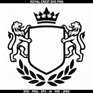Kunglig vapensköld SVG PNG | Heraldisk sköld linjeteckning | Cricut-fil