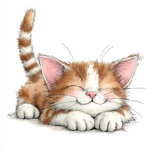 35 JPG roliga katt clipart-paket | Akvarell kattunge nyckfulla illustrationer | Junk Journal sublimeringsdesigner kattälskare present