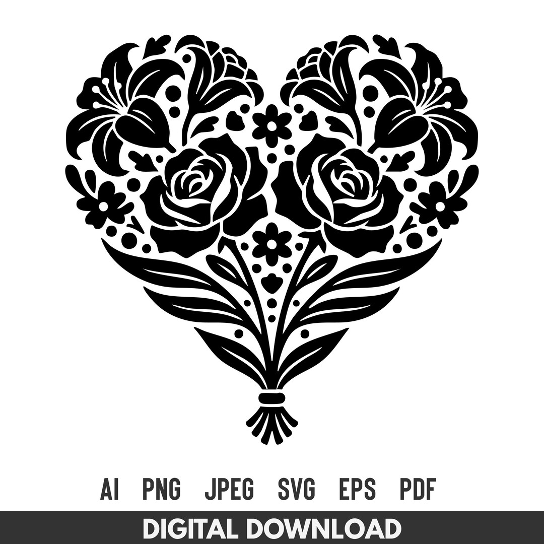 Floral Love Heart SVG Cut File for Cricut Silhouette - Etsy
