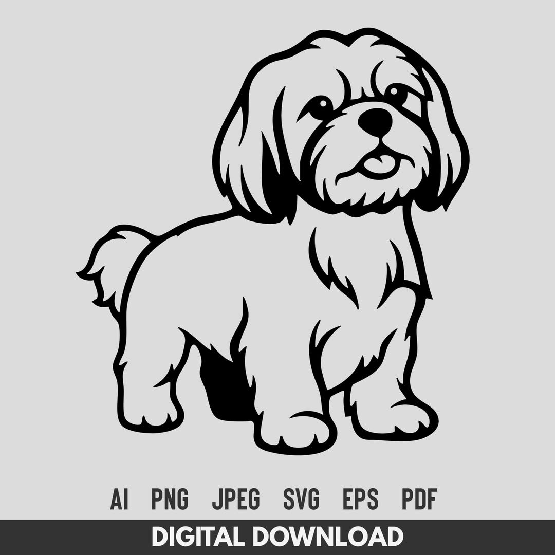 Shih Tzu SVG Cute Dog Line Art Cut File for Cricut and Silhouette - Etsy
