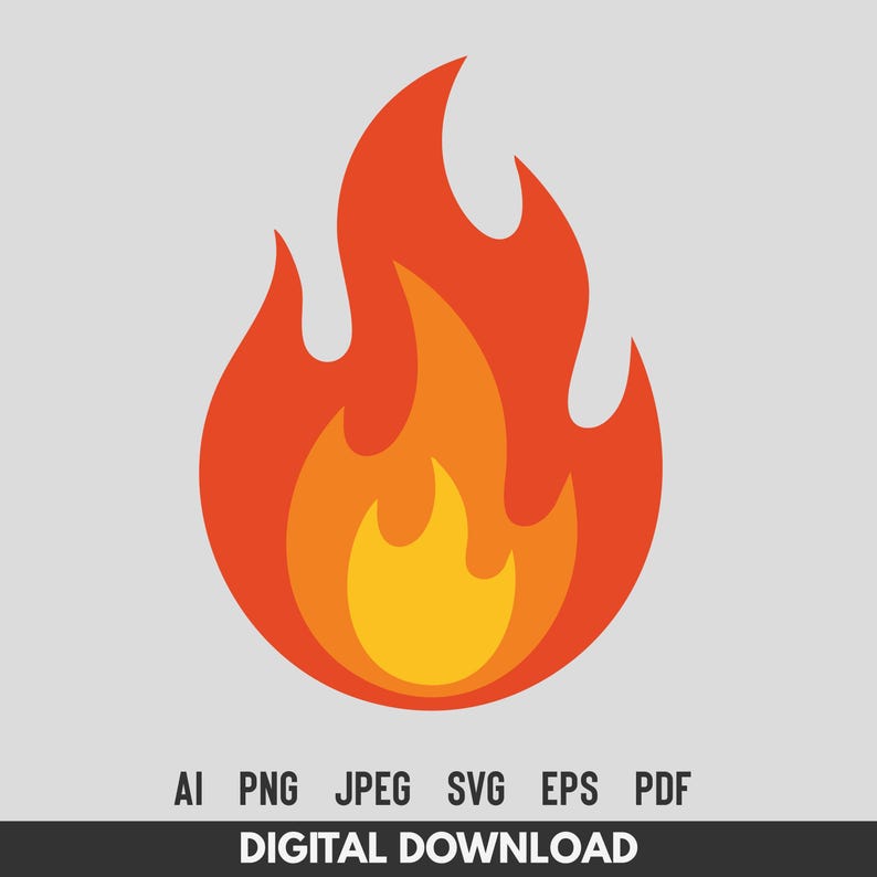 Layered Fire Flame SVG | Bold Fire Icon Vector Cricut Cut File | Flame ...