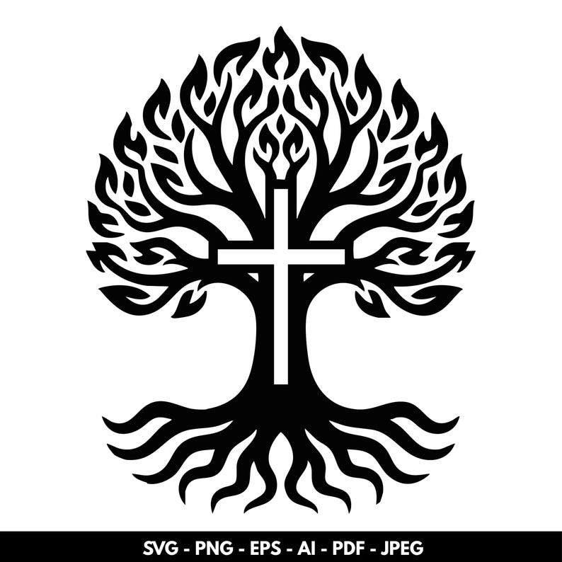 Multi Faith Tree Faith Tree SVG | Tree of Life Cross SVG PNG | Christian Religious Cut ...
