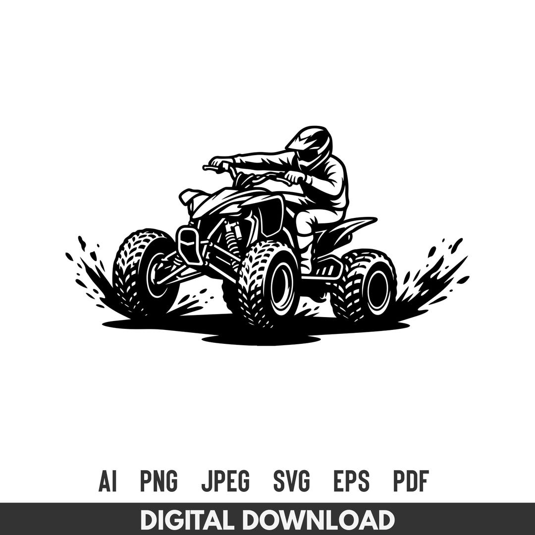 ATV Quad Rider SVG: off Road Four Wheeler Design, Vector ATV Cut File ...