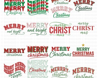 Merry Christmas Svg Bundle, Christmas Text Svg, Holiday Lettering Designs, Merry Christmas Svg, Christmas Quote Svg, Silhouette Cut Files