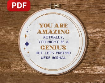 You Are Amazing Cross Stitch Pattern PDF | Funny Snarky Quote Modern Counted Cross Stitch Chart | Beginner Embroidery Digital Download