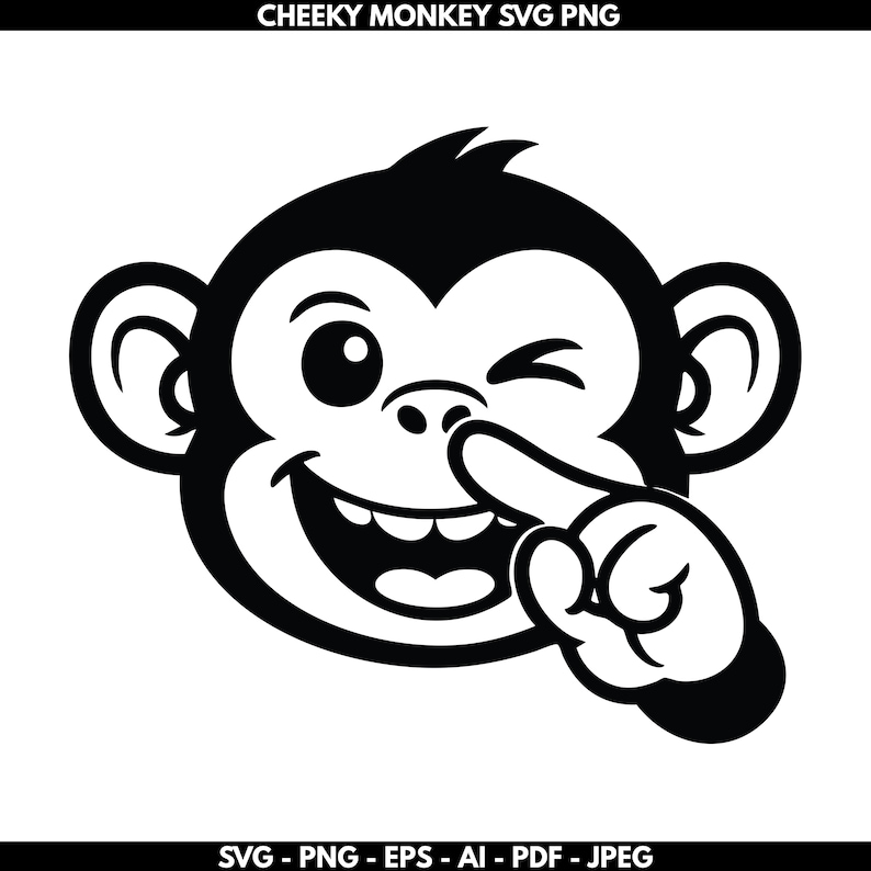 Cheeky Monkey SVG Png | Funny Cartoon Face Cut File - Etsy