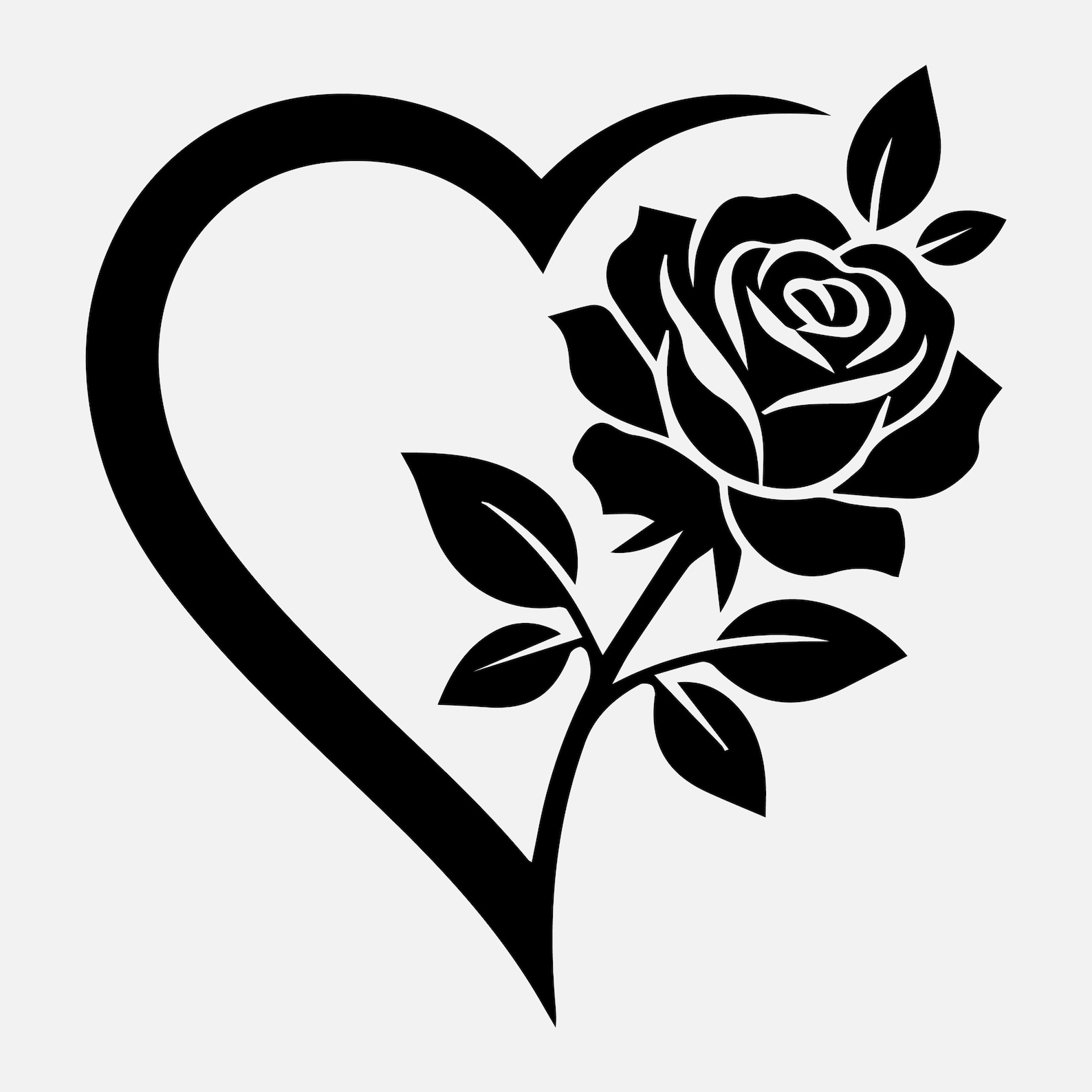 Rose Heart SVG Cut File | Floral Valentine Love Design for Cricut ...