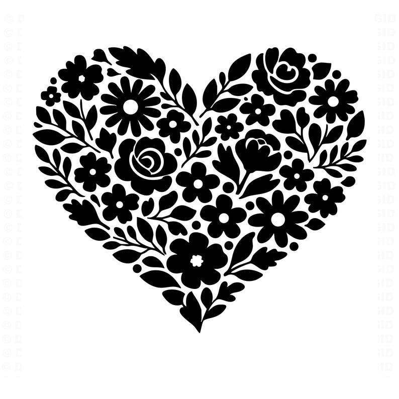 Floral Heart SVG PNG | Flower Heart Cut File for Cricut Silhouette - Etsy