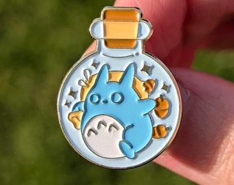 Pin esmaltado de Totoro azul - Pins de frascos/pociones de Studio Ghibli