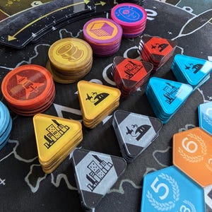 Arcs Acrylic Board Game Tokens - Base Game Pieces Only