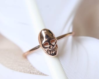 Memento Mori Skull Ring, Sterling Silver Skull Ring, Gothic Jewelry, Occult Jewelry, 14k Solid Gold Skull Ring, Mourning Jewelry