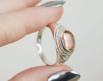 Pond Ring with Oregon Sunstone, Sculptural Signet Ring, Bezel Set Oregon Sunstone Statement Ring, Men's Signet Ring, Men's Engagement Ring