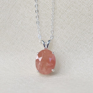 Oregon Sunstone Pendant Necklace, Sunstone Necklace, 10x8 Oval Oregon Sunstone Pendant, Faceted Round Oregon Sunstone, Ethically Mined Gems