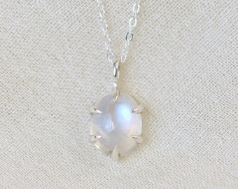 6 Prong Moonstone Pendant Necklace