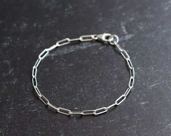 Midday Bracelet in Sterling Silver, Silver Link Bracelet, Rectangle Chain, Long Link Chain, Simple Chunky Chain, Thick Chain, Layering Chain