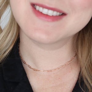 Midday Necklace in Rose Gold Fill, Rose Gold Paper Clip Necklace, Rectangle Chain, Rose Gold Layering Chain, Copper, Rose Gold Chain