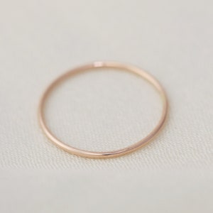 Delicate Wedding Band, 1mm Round Plain Band, 14k Gold Stacking Ring, 14k Gold Plain Round Band, 1mm Ring, Thin Wedding Ring, Dainty Ring