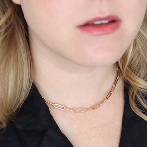 Helios Necklace in Rose Gold Fill, Rose Gold Link Necklace, Paper Clip Chain Necklace, Rose Gold Layering Necklace, Copper Chain Necklace