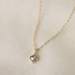 Starlight Diamond Necklace, Rose Cut Diamond Necklace, Diamond Solitaire Pendant, Grey Diamond Necklace, Salt and Pepper Diamond Necklace