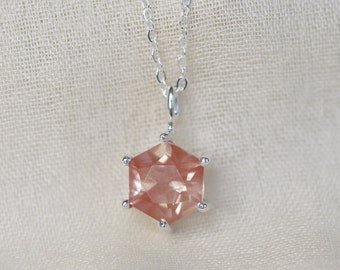 Hexagon Oregon Sunstone Pendant Necklace