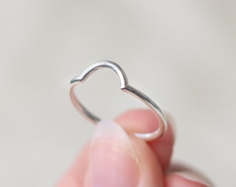 Crescent Ring - Curved Stacking Band, Sterling Silver or 14k Gold