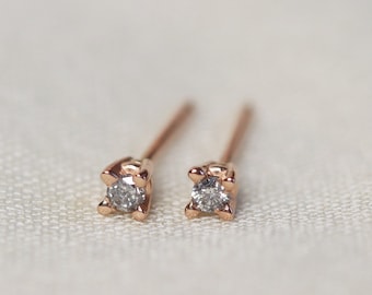 Salt and Pepper Diamond Stud Earrings, 2mm Diamond Studs, Diamond Earrings, Grey Diamond Earrings, Dainty Studs, Ethical Conflict Free