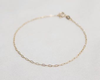 Glimmer Mini Paperclip Chain Bracelet - Sterling Silver, Solid 14k Yellow, Rose and White Gold