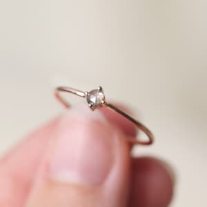Starlight Diamond Solitaire Ring, Rose Cut Diamond Ring, Grey Diamond Ring, Salt and Pepper Diamond Ring, Delicate Diamond Ring, Engagement