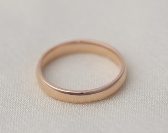 Half Round Band - 3mm Wedding Ring, Solid 14k Gold