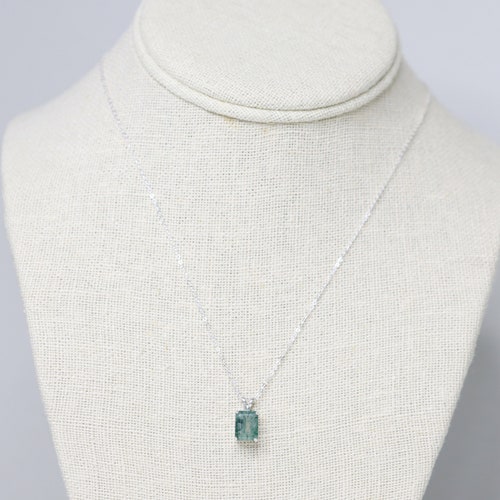 Moss Agate Necklace, 9x7 Emerald Cut Moss Agate Necklace, Moss Agate Pendant, shops Unique Gemstone Jewelry, Nature Inspired, Green Agate Necklace