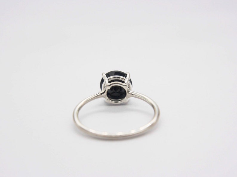 8mm Round Black Spinel Solitaire Ring, Black Spinel Engagement Ring, Black Diamond Alternative, Faceted Onyx, 14k Solid Gold Sterling Silver image 9