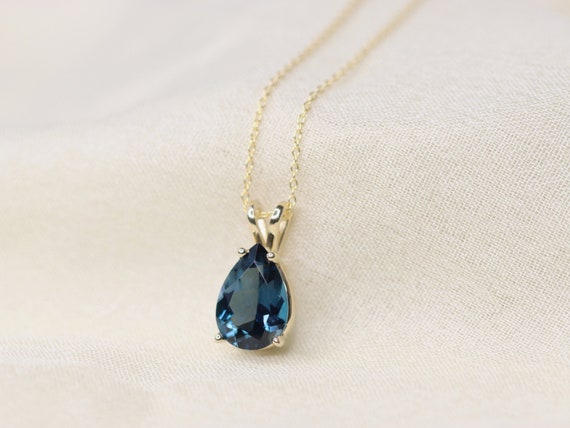 14K White Gold Necklace w/ London Blue Topaz, Swiss Blue Top | Bluestone  Jewelry | Tahoe City, CA