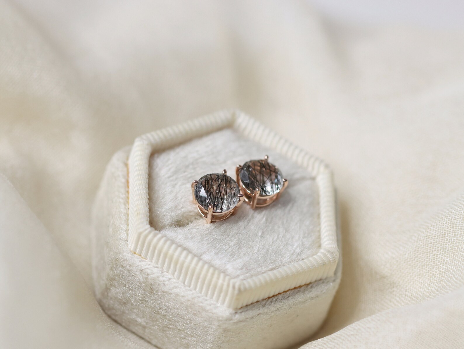 Black Rutilated Quartz Earrings Tourmalinated Quartz Etsy