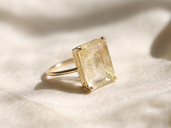 Golden rutilated quartz best sale ring