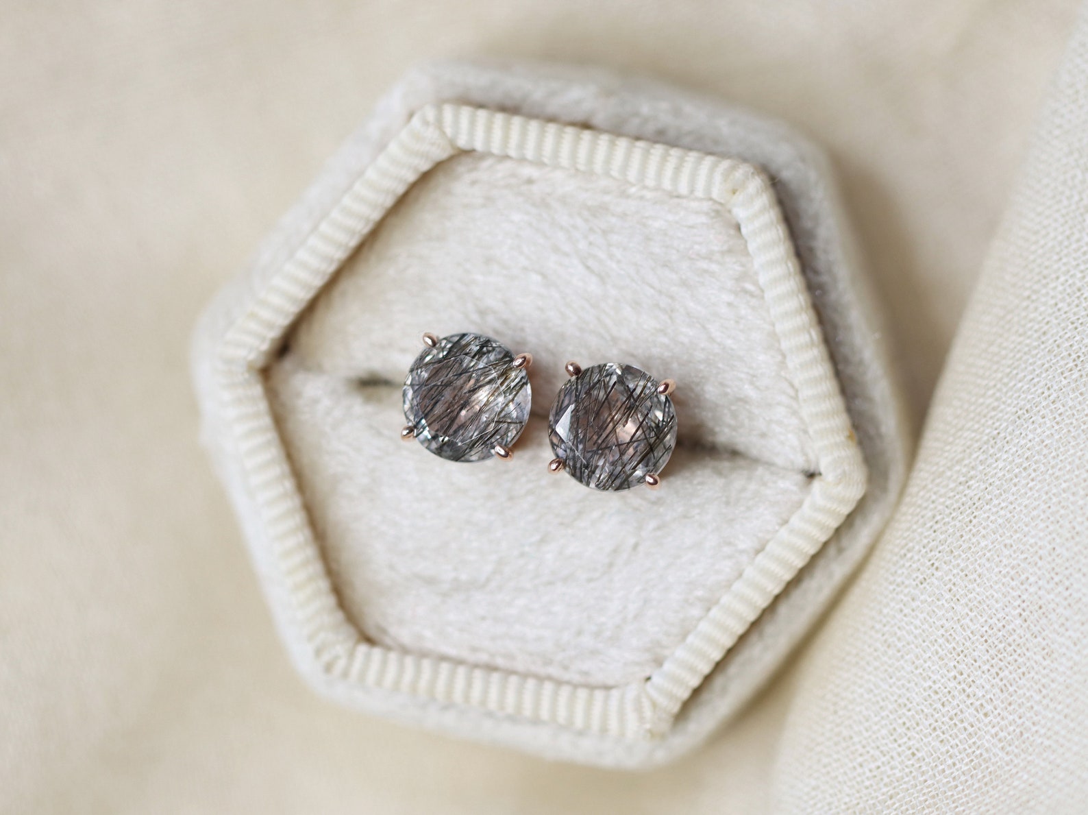 Black Rutilated Quartz Earrings Tourmalinated Quartz Etsy