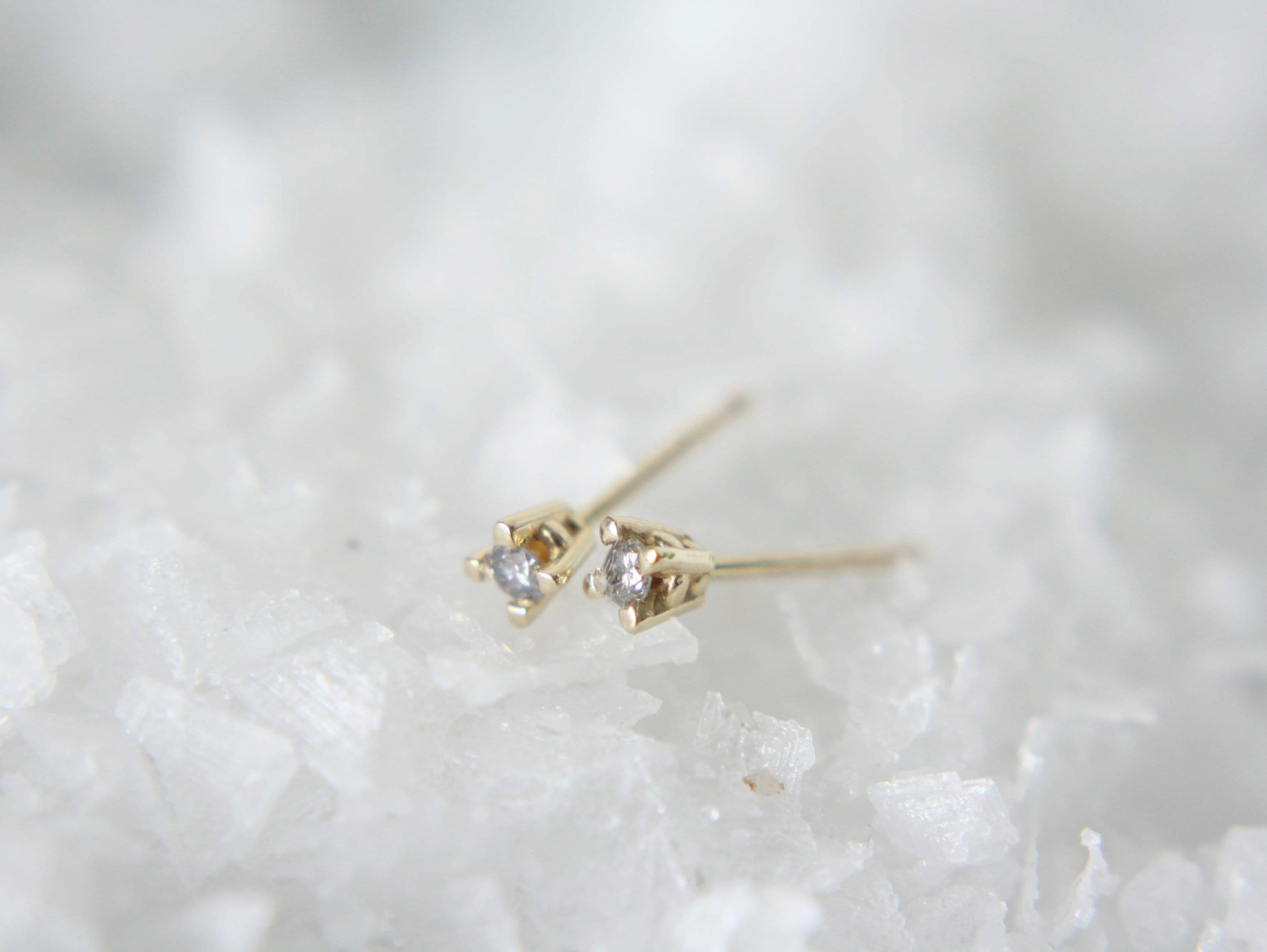 Salt and Pepper Diamond Stud Earrings, 2mm Diamond Studs, Diamond