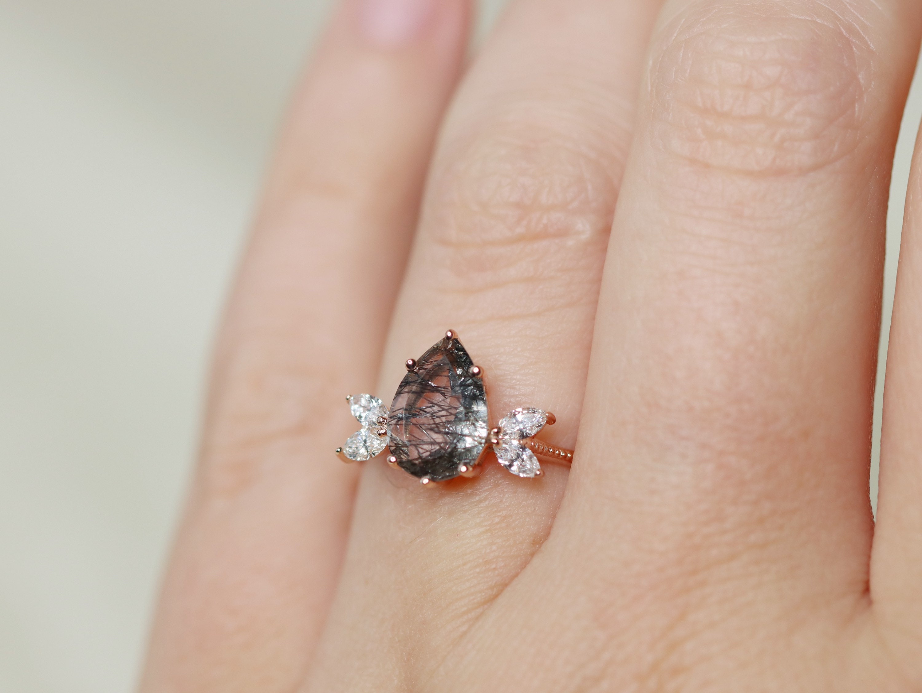 The Siren Ring in Tourmalinated Quartz, Rutilated Quartz Engagement