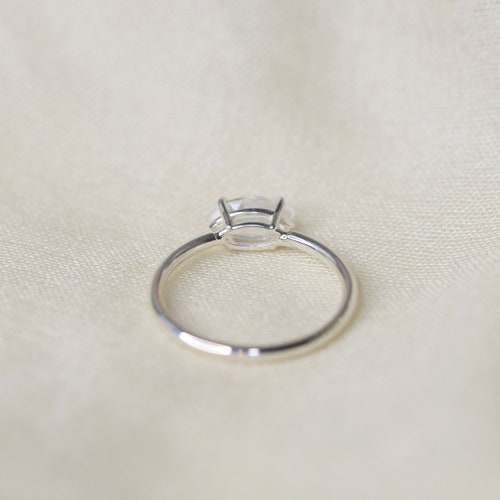 Faceted Moonstone Ring, Moonstone Engagement Ring, East West Setting, 8x4 Marquise Moonstone Ring, Moonstone Stacking Ring, shops June Birthstone