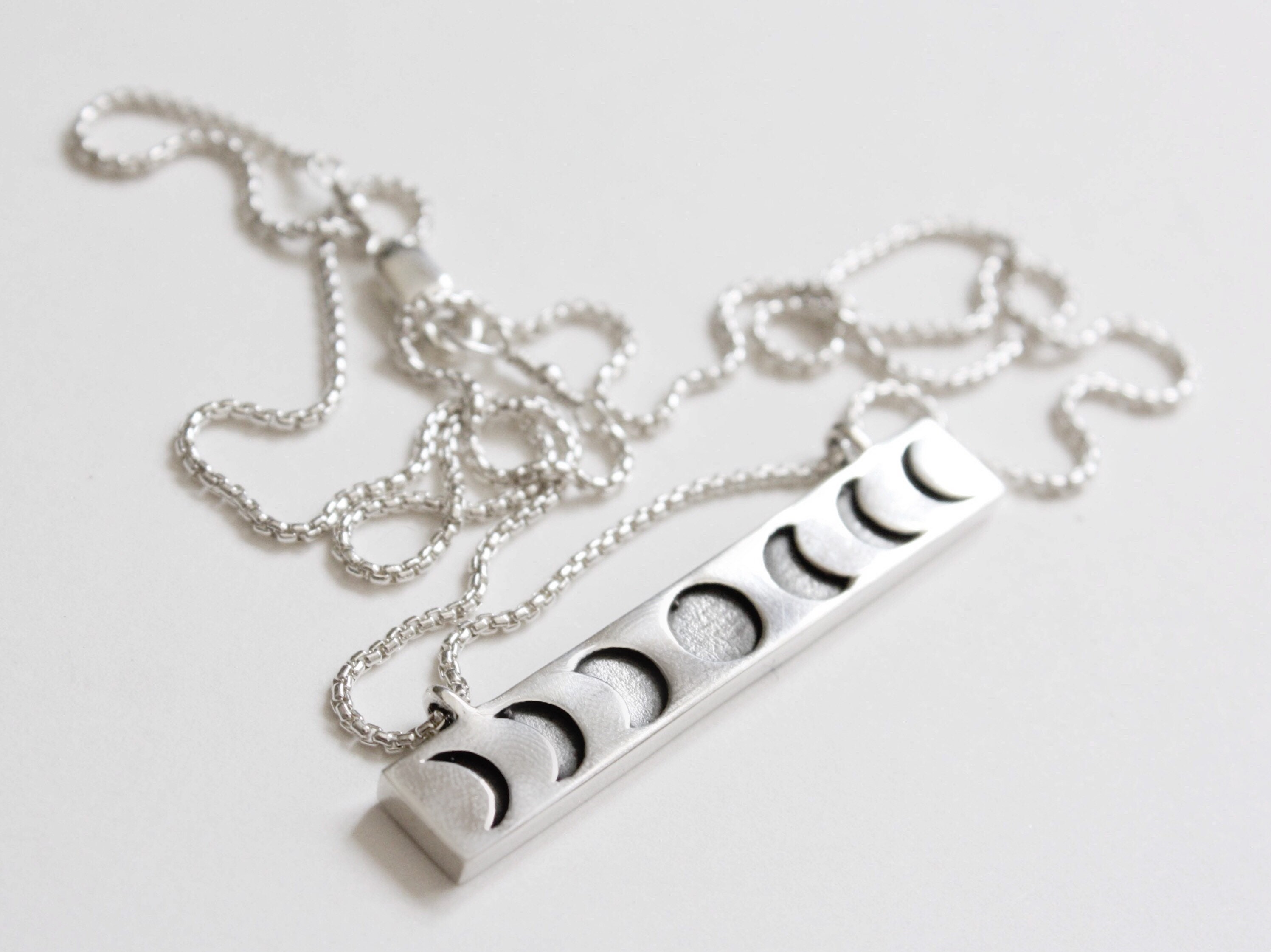 Moon Phase Necklace Sterling Silver Moon Necklace Crescent Etsy